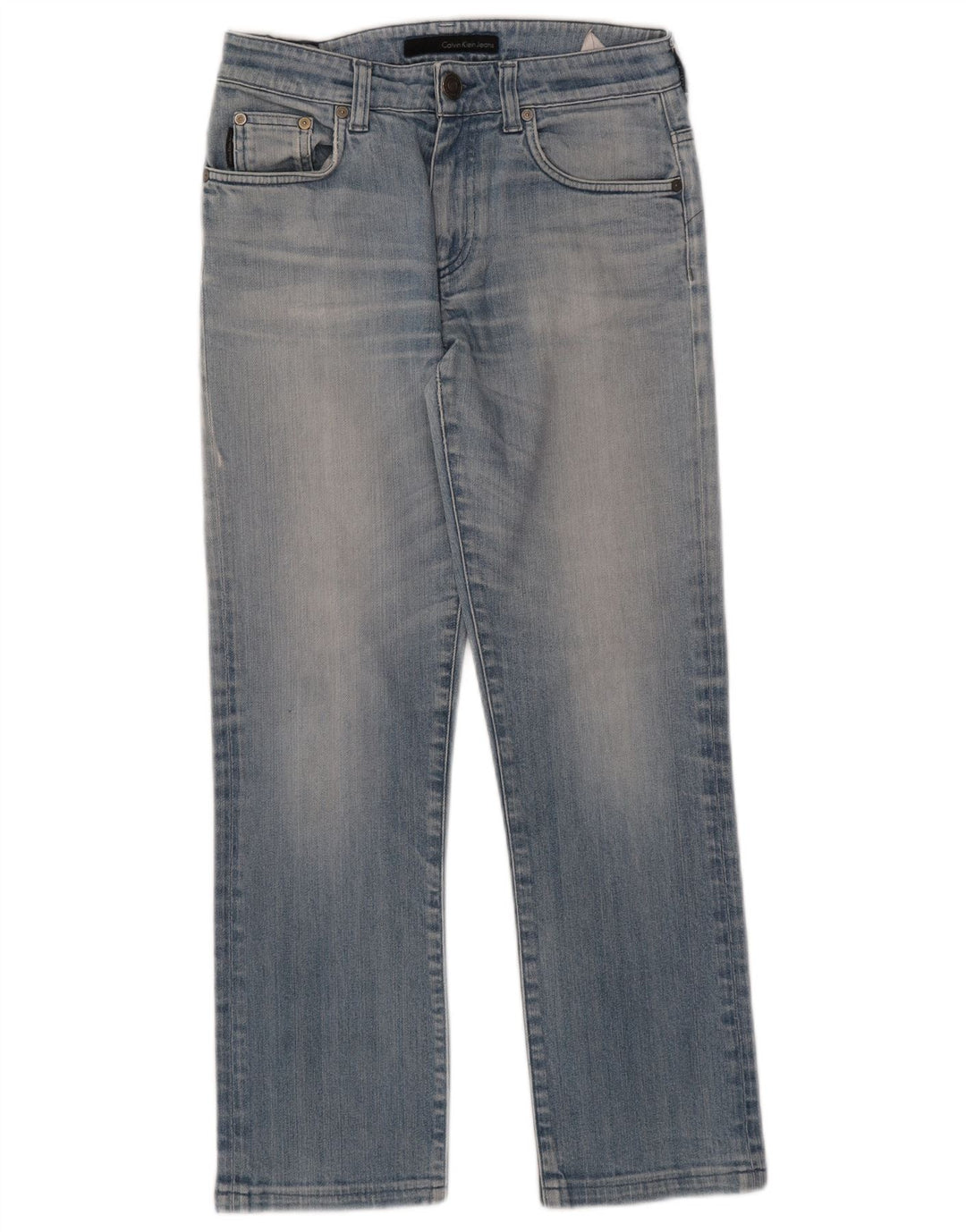 CALVIN KLEIN Jean droit Femme W28 L28 Bleu Coton