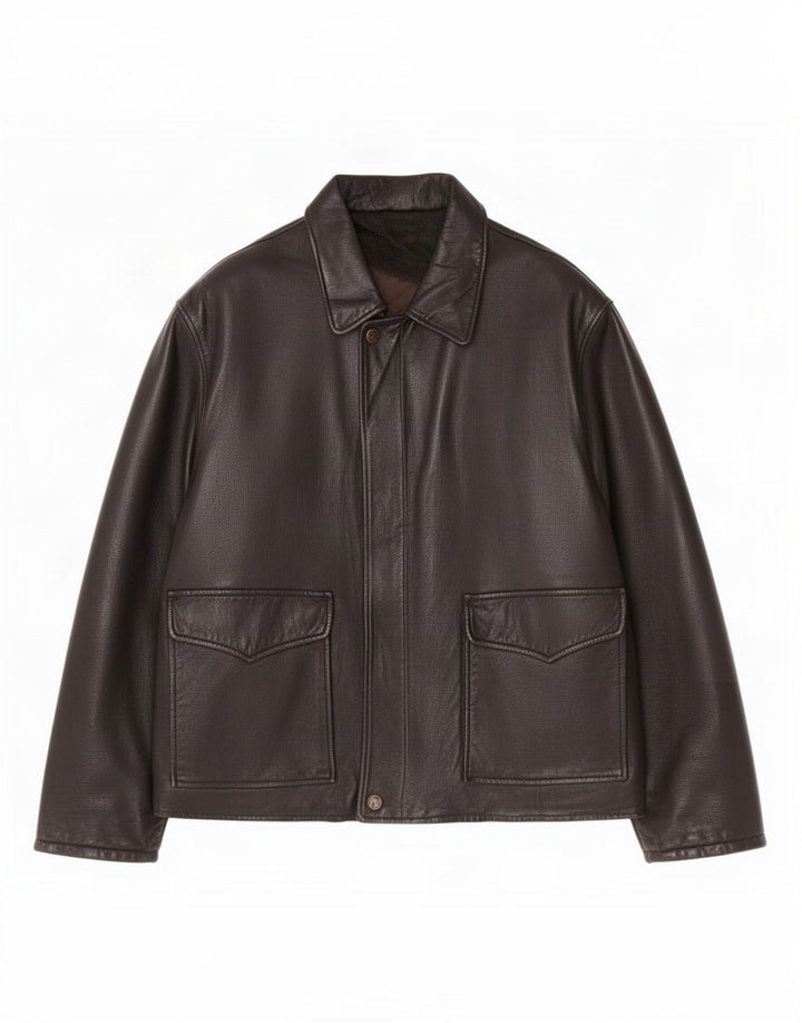 veste en cuir homme vintage UK 42 XL Noir