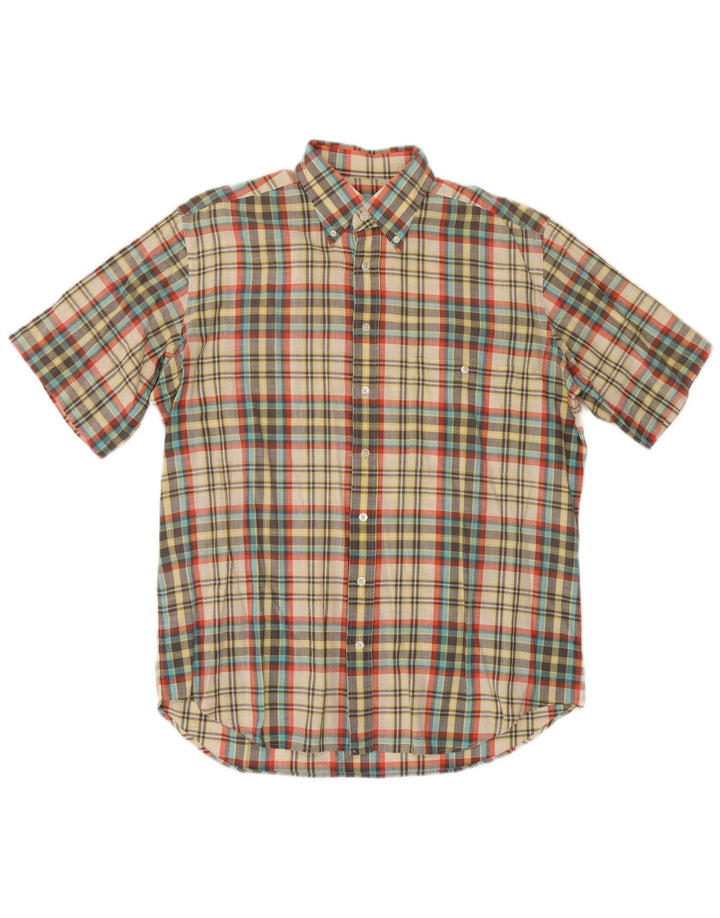 Pal Zileri Chemise à manches courtes pour homme Taille 42 Grand plaid multicolore