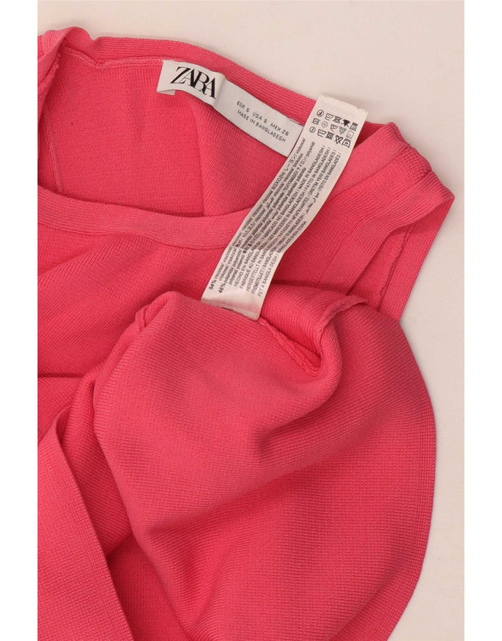 Zara Womens Crop Vest Top UK 8 Petite Viscose Rose