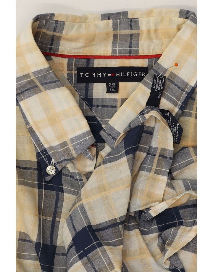 TOMMY HILFIGER Chemise à manches courtes pour homme 2XL Bleu marine à carreaux en coton
