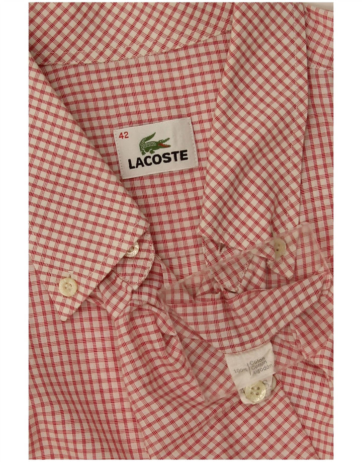 Lacoste Chemise à manches courtes pour homme Taille 42 Grand coton vichy rouge