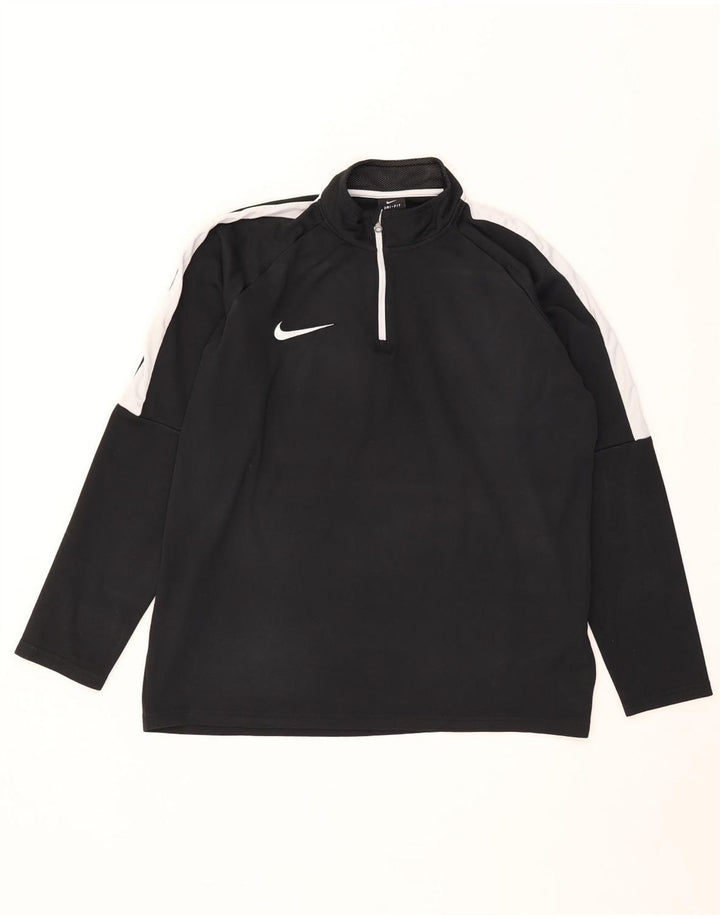 Nike Dri Fit Haut à col zippé à manches longues pour homme Taille L Noir Colorblock