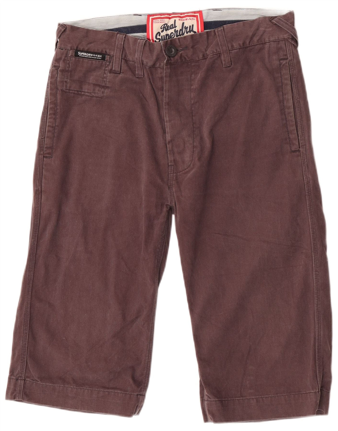 Superdry Short Chino W30 Homme Marron Moyen Coton
