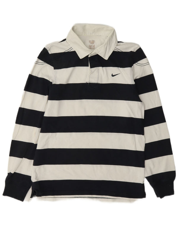 Nike Polo de rugby à manches longues pour homme UK 34/36 Petit noir rayé