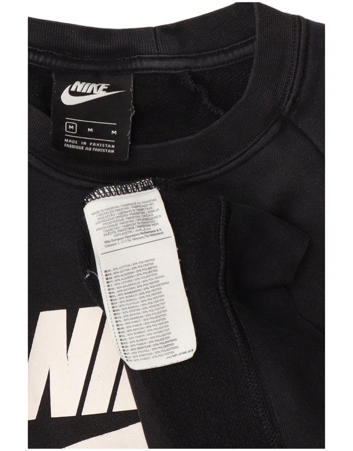 Nike Sweat-shirt graphique pour femme UK 14 en coton noir moyen