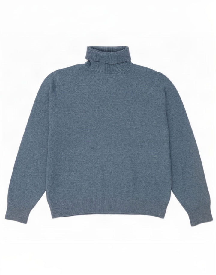Marks & Spencer Pull col roulé pour femme UK 14 Bleu moyen Polyester