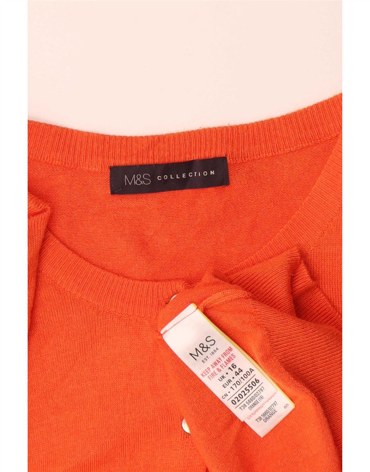Marks & Spencer Pull Cardigan pour Femme UK 16 Grande Viscose Orange