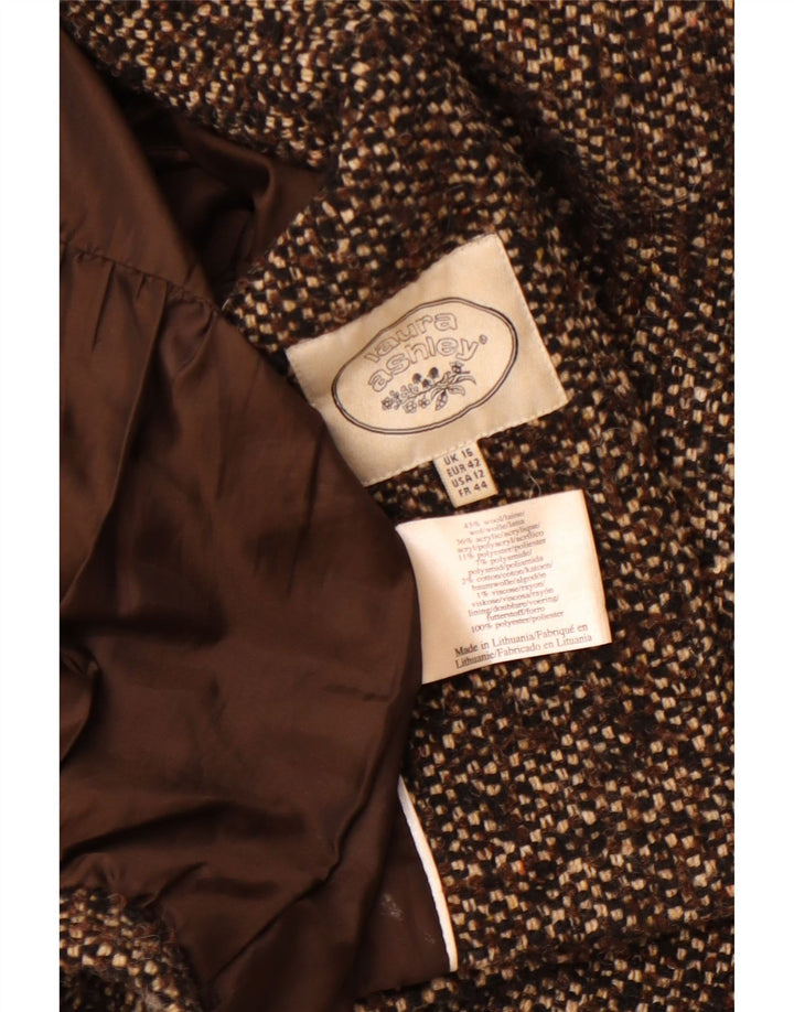 LAURA ASHLEY Manteau Femme UK 16 Grande Laine Mouchetée Marron