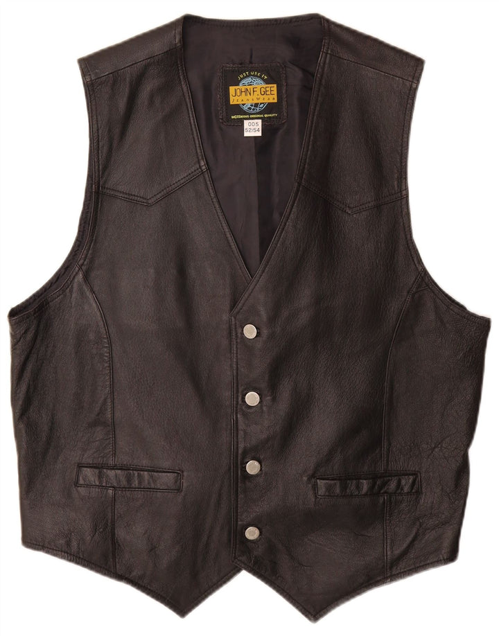 John F Gee Gilet en cuir pour homme EU 52/44 Large Noir