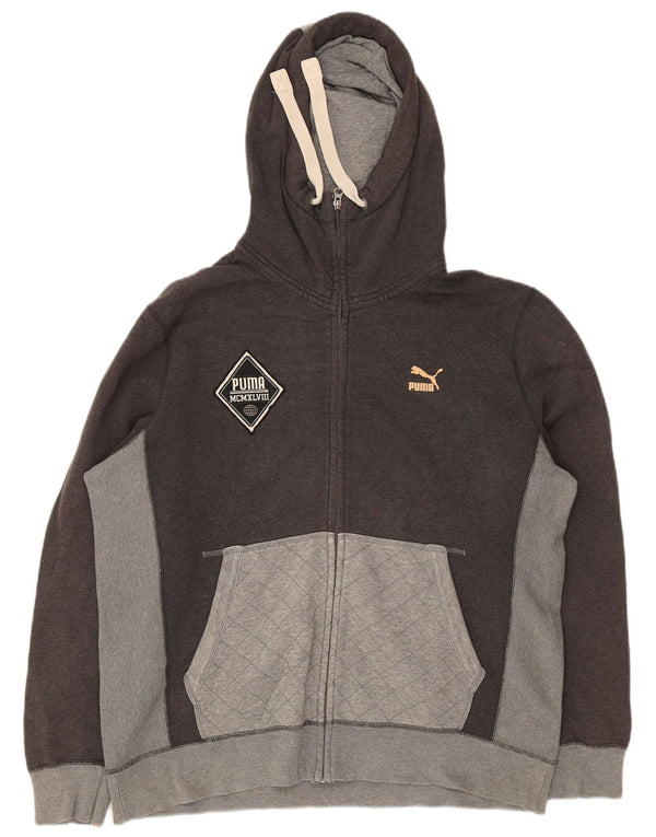 Puma Sweat à capuche zippé pour homme XL Gris à carreaux