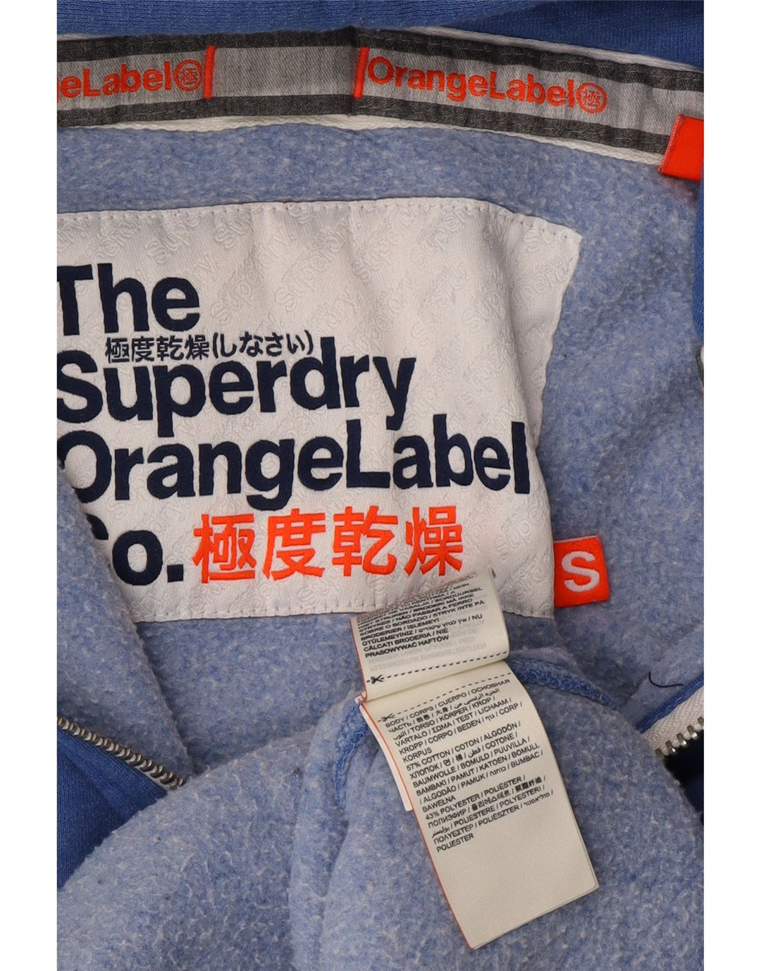 SUPERDRY Pull à capuche zippé pour femme UK 10 Petit Bleu Coton