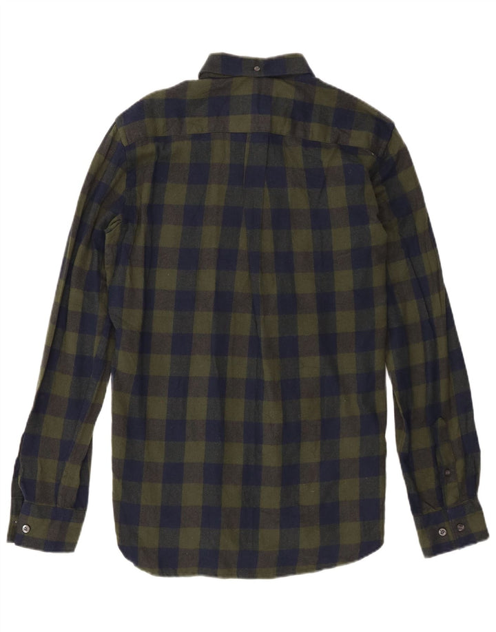 French Connection Chemise en Flanelle Homme Petit Carreau Vert Coton