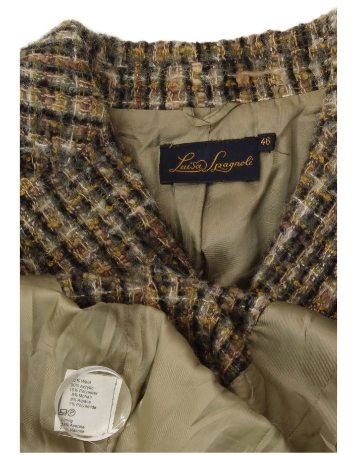 Luisa Spagnoli Veste Blazer 3 Boutons Femme IT 46 Grand Kaki Laine à Carreaux