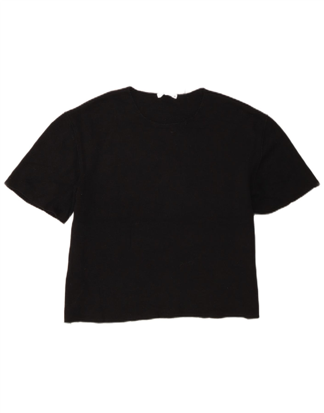 Zara Womens Crop Oversize T-Shirt Top UK 10 Petit Noir Polyester