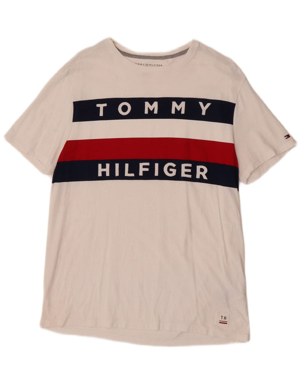 Tommy Hilfiger T-Shirt Graphique Homme Blanc Moyen Coton Colorblock