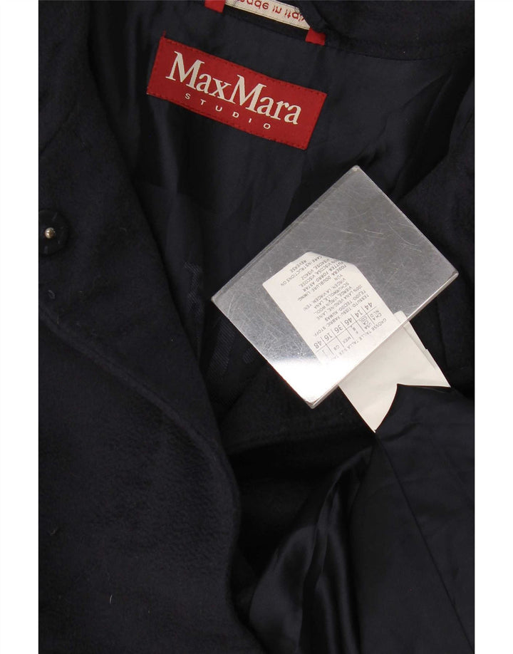Max Mara Manteau Femme UK 16 Large Bleu Marine Laine Vierge