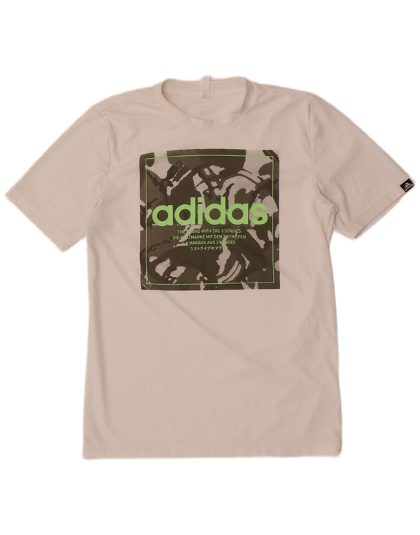 Adidas Mens Prime Blue Graphic T-Shirt Top Petit Blanc