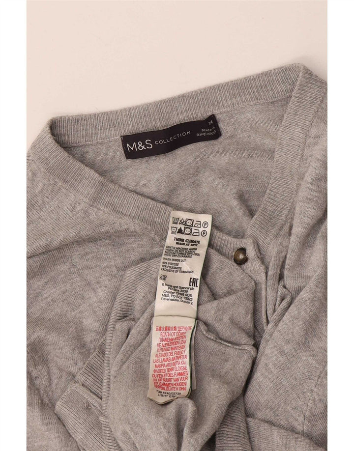 Marks & Spencer Pull cardigan court pour femme UK 14 Gris moyen moucheté