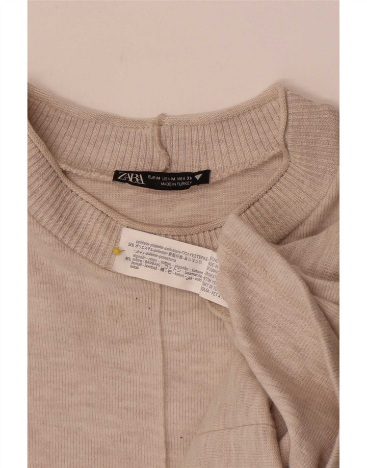 Zara Robe droite pour femme UK 44 Polyester moucheté beige moyen