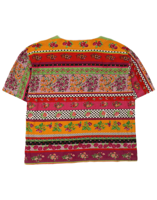 vintage Womens Graphic T-Shirt Top UK 16 Grand Floral Multicolore