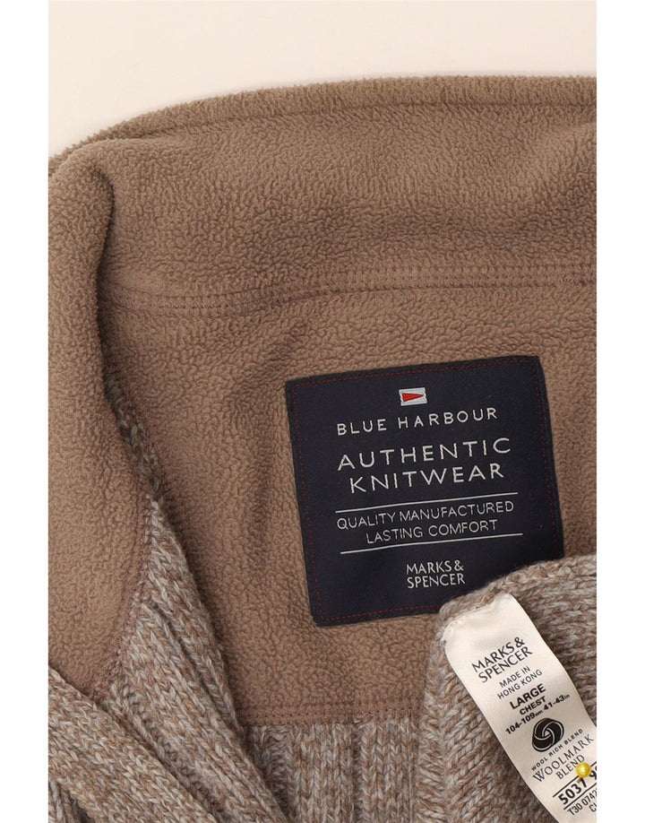 Marks & Spencer Cardigan pour homme en laine mouchetée marron