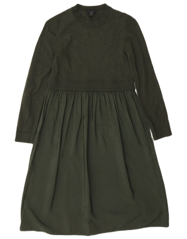 Cos Robe à manches longues pour femme UK 6 XS en laine verte