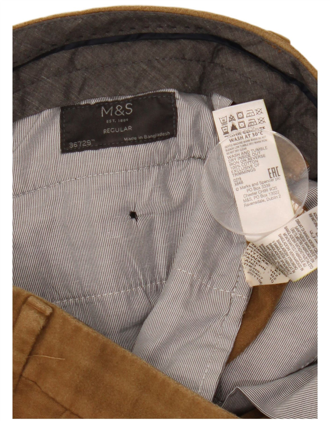 Marks & Spencer Pantalon Capri Regular Homme W36 L23 Coton Beige