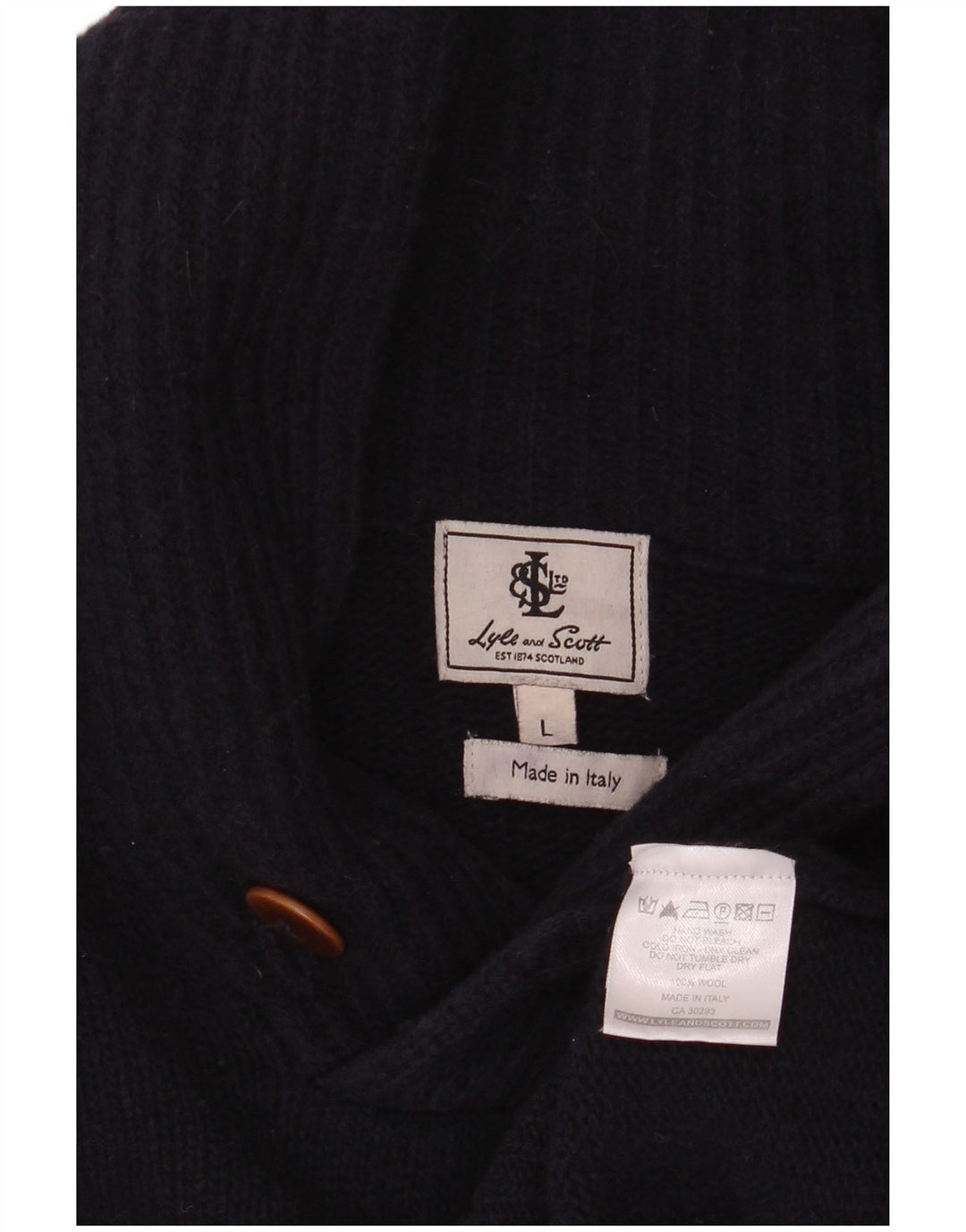 Lyle & Scott Pull à col châle pour homme en laine bleu marine
