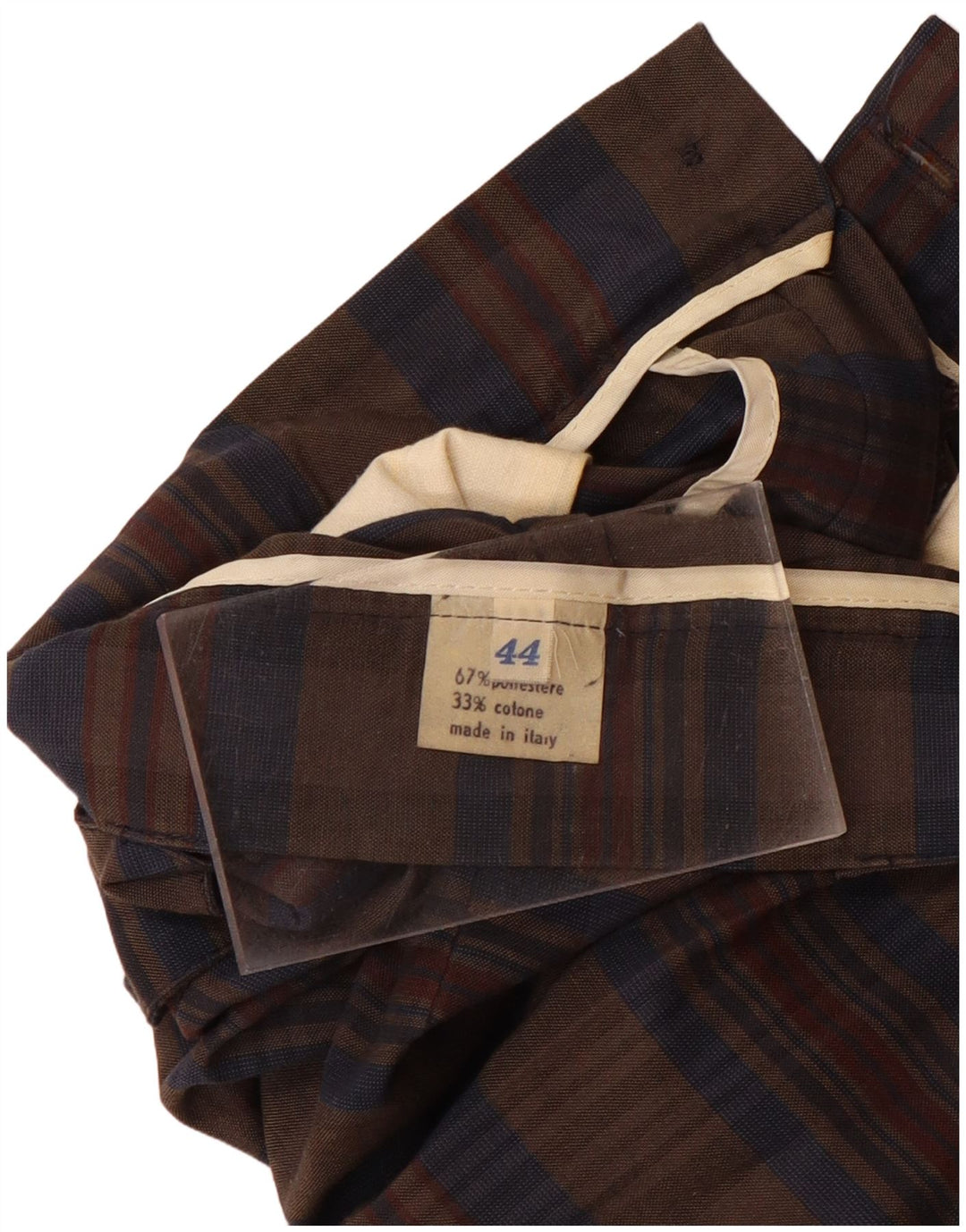 VINTAGE Pantalon Chino Taille Haute Femme IT 44 Moyen W26 L29 Carreaux Marron