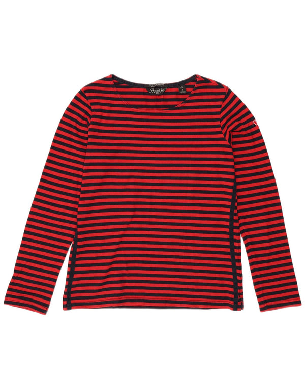 Scotch & Soda Haut Oversize Manches Longues Femme UK 2 XS Coton Rayé Rouge