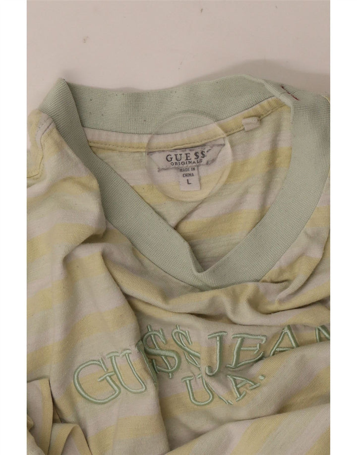 Guess T-shirt graphique pour hommes, grand, rayé jaune