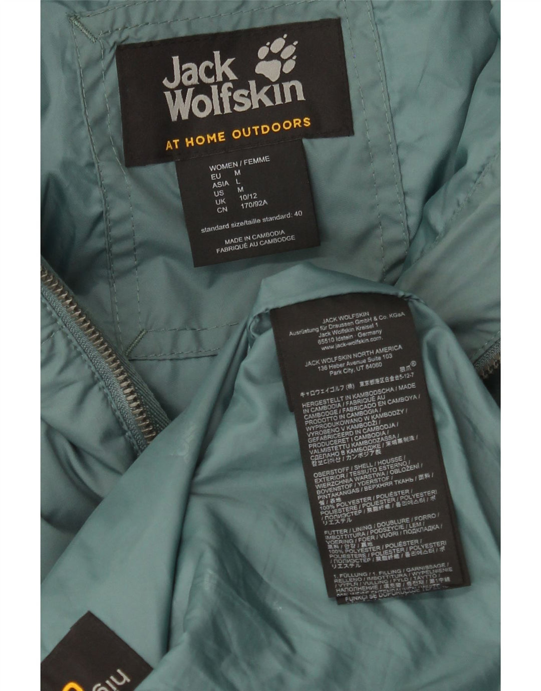 Jack Wolfskin Manteau matelassé surdimensionné à capuche pour femme UK 10/12 Vert moyen