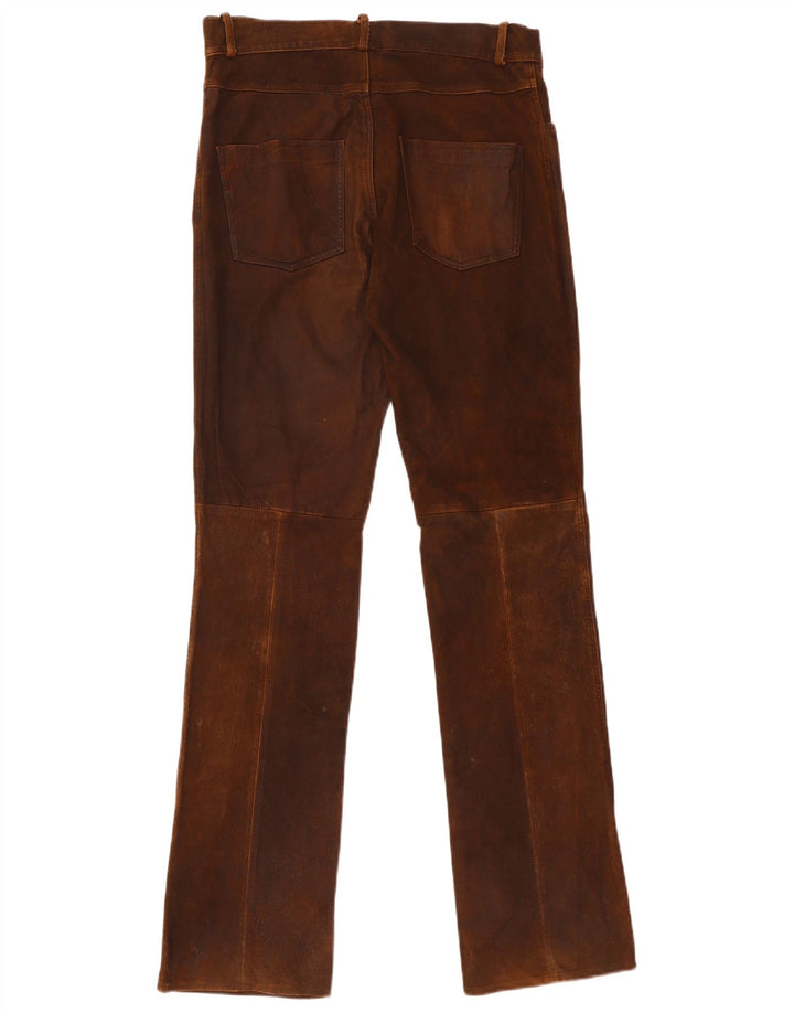 Pantalon droit en cuir femme vintage W30 L35 Marron