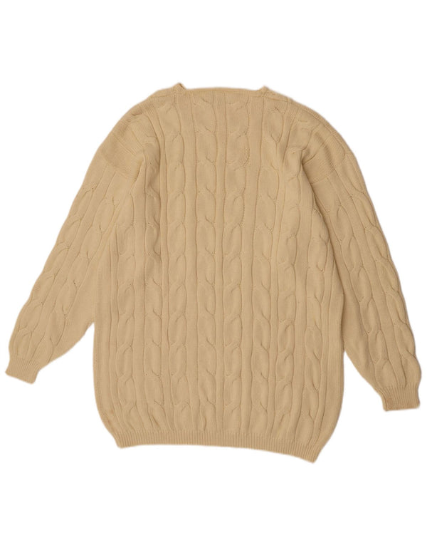 vintage Mens Crew Neck Jumper Pull Grand Coton Jaune