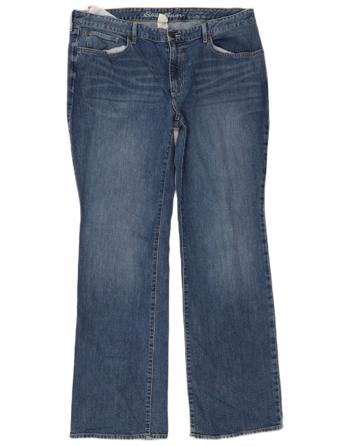 EDDIE BAUER Jean bootcut courbé pour femme US 16 2XL W36 L32 Bleu Coton