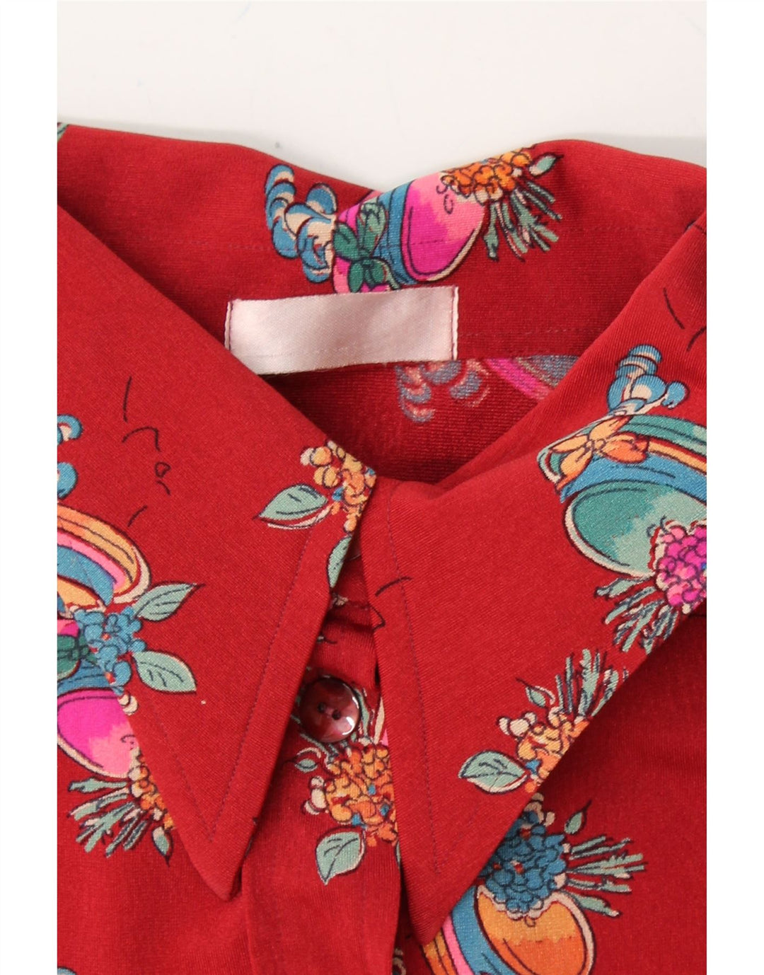 VINTAGE Womens Pullover Shirt UK 12 Medium Red Floral Vintage Vintage and Second-Hand Vintage from Messina Hembry 