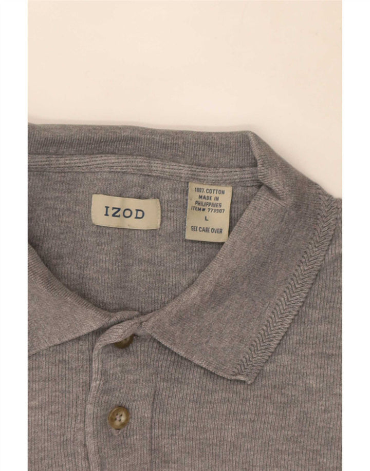 Izod Polo à Manches Longues Homme Grand Gris Coton