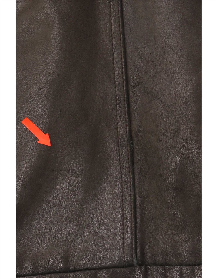 Itallo Veste en cuir pour homme UK 40 Large Noir