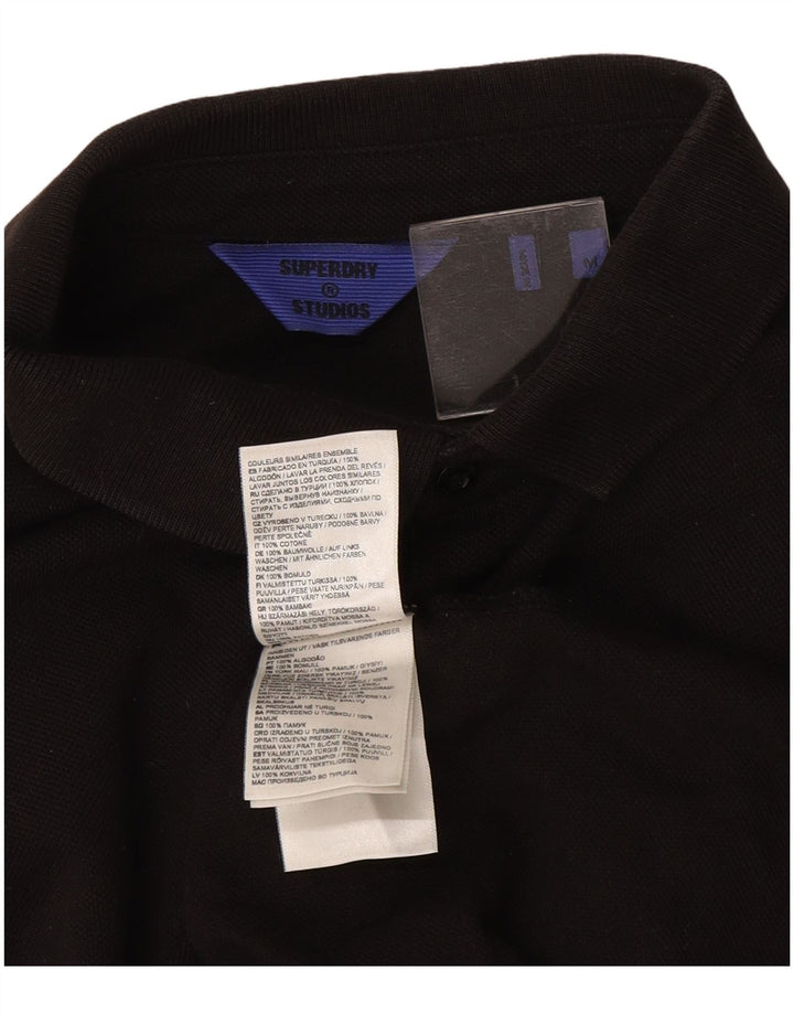 Superdry Polo à Manches Longues Homme Noir Moyen Coton
