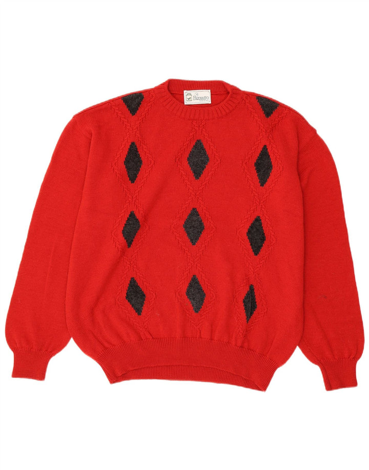 Bizzarro Pull col rond pour homme IT 52 XL Rouge Argyle/Diamant