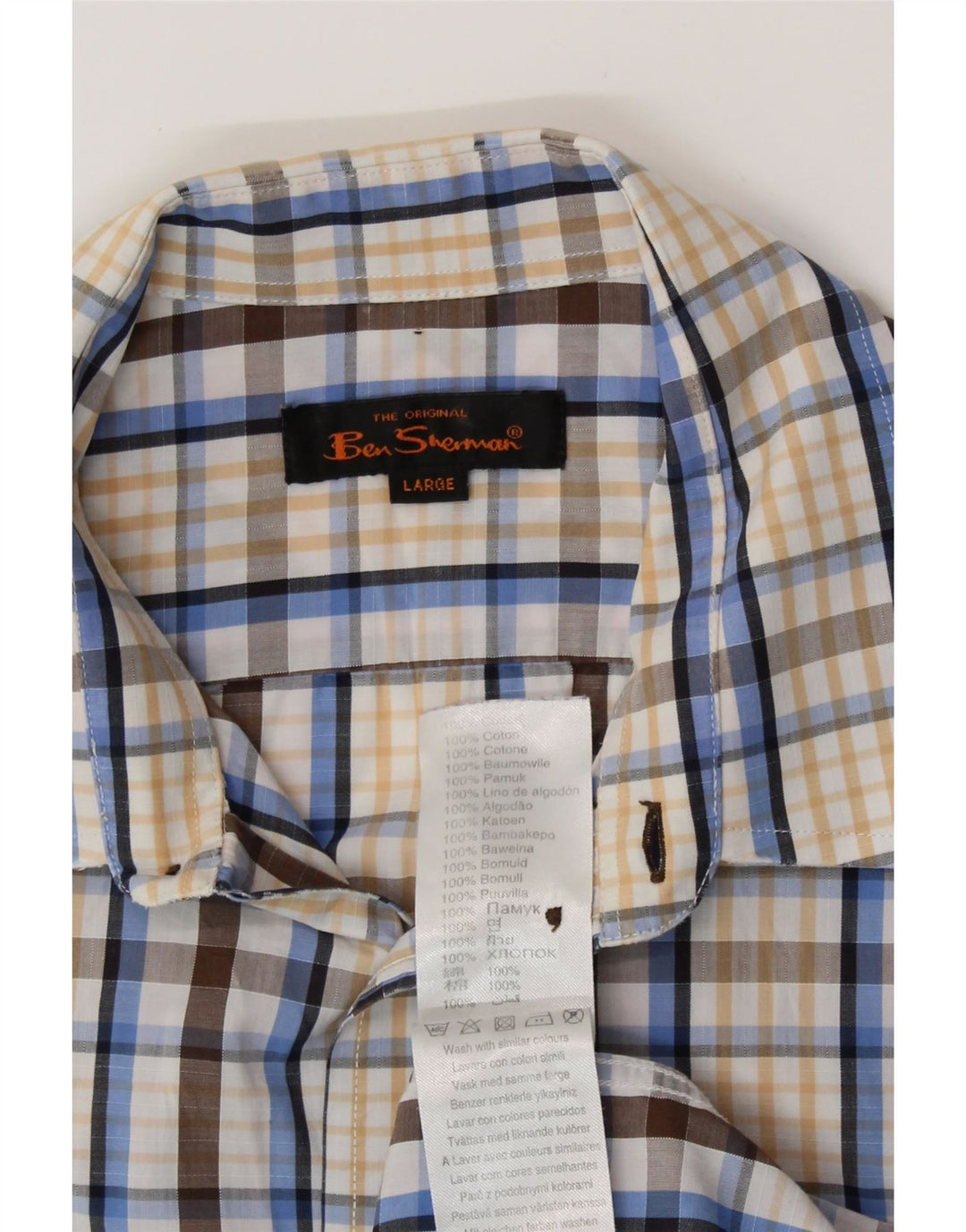 BEN SHERMAN Chemise à manches courtes pour homme en coton à grands carreaux multicolores