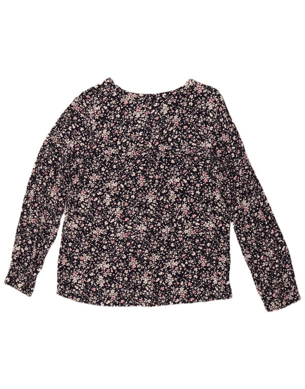 Crew Clothing Haut chemisier à manches longues pour femme UK 42 Bleu marine moyen floral