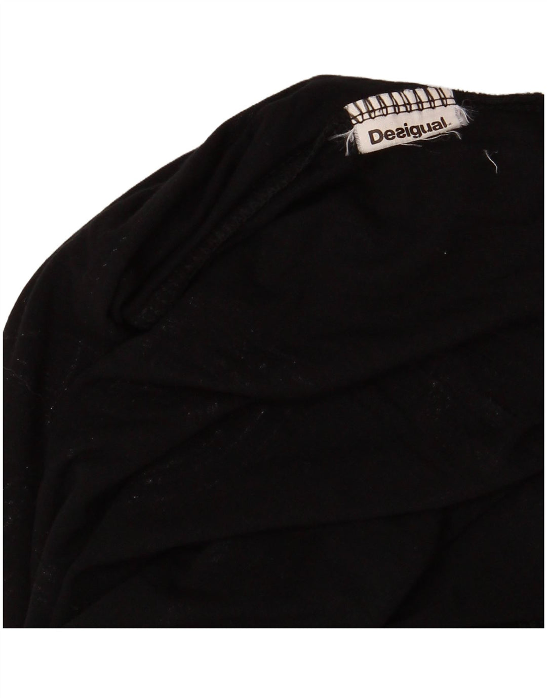 DESIGUAL Haut graphique à épaules dénudées et manches longues pour femme UK 12 Noir moyen