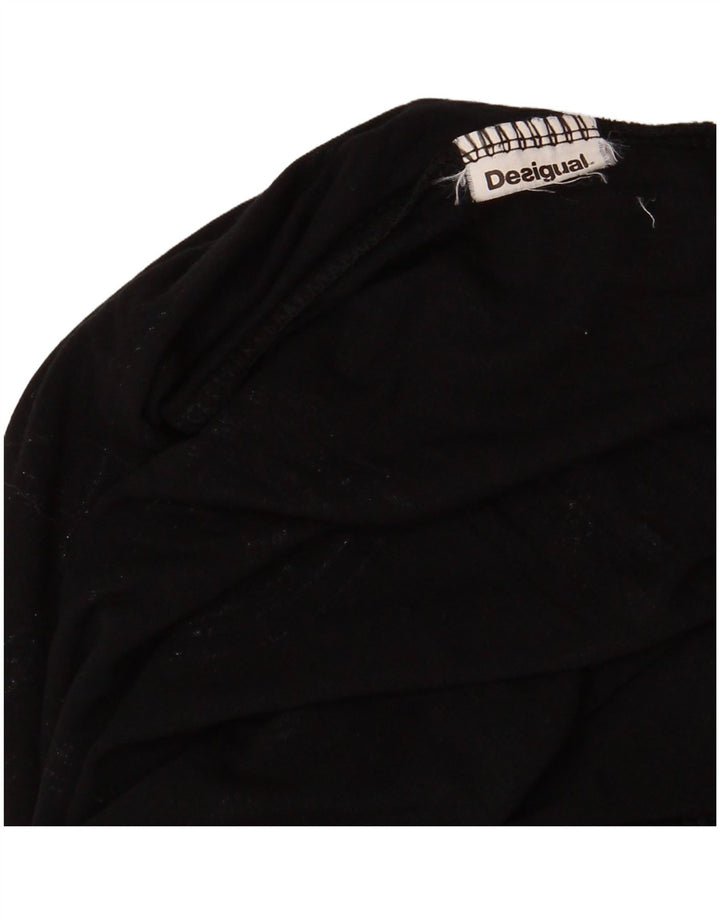 DESIGUAL Haut graphique à épaules dénudées et manches longues pour femme UK 12 Noir moyen