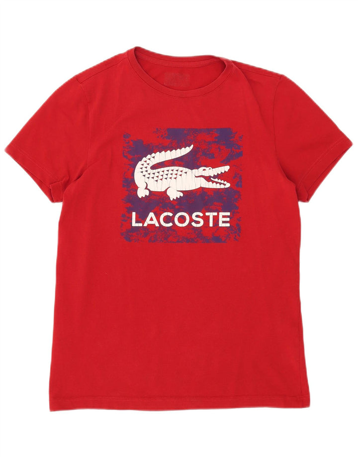 Lacoste T-shirt graphique pour homme Taille 3 Petit coton rouge