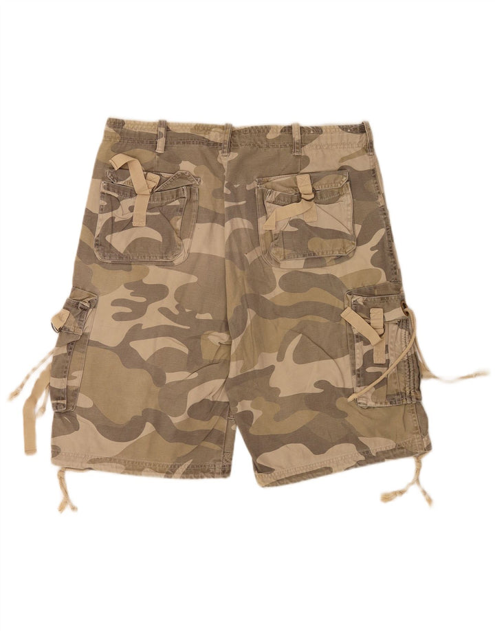 vintage Mens Cargo Shorts IT 48 Moyen W34 Vert Camouflage Coton
