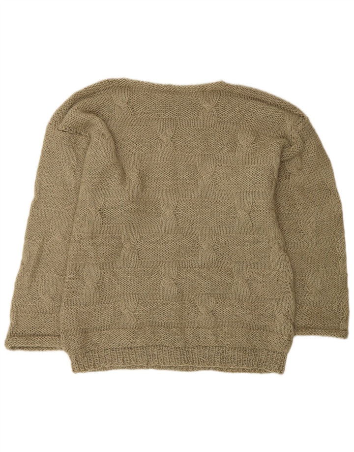 vintage Homme Col Bateau Pull Pull Kaki Moyen