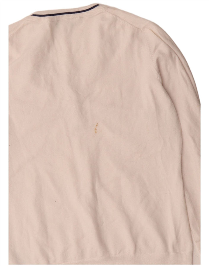 Ellesse Pull col V pour femme UK 12 en coton blanc moyen