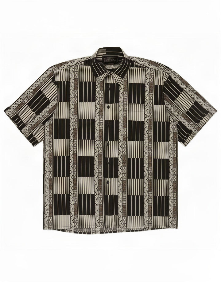 Mustang Chemise à manches courtes pour homme Large Noir Géométrique